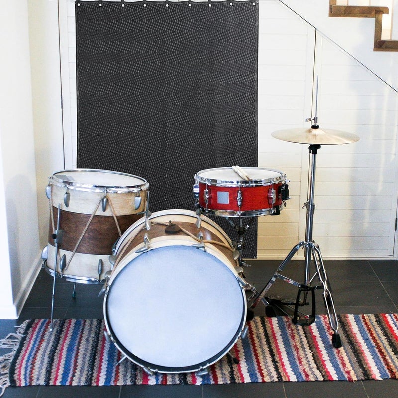HOMBYS Large Sound Dampening Blanket, 80" x 72" Sound Absorbing Panel with Grommets for Wall Hanging, Noise Reduce Curtains for Recording Studio Use and Basements, 80" x 72", Black - Image 5